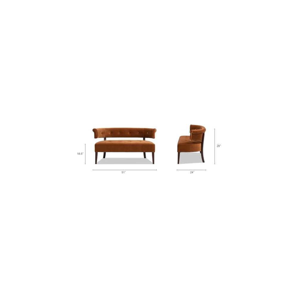 Bench Sofa - Settee Dining Bench with Recessed Arms & Tufted Split Back, Sofa Loveseat with Sturdy Frame and Padded Seat, Booth Seating for Dining Room, Living Room (Burnt Orange)