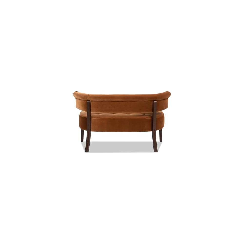 Bench Sofa - Settee Dining Bench with Recessed Arms & Tufted Split Back, Sofa Loveseat with Sturdy Frame and Padded Seat, Booth Seating for Dining Room, Living Room (Burnt Orange)