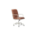 Scranton & Co Faux Leather Modern Swivel Office Desk Chair, Height Adjustable Upholstered Rolling Chair for Meeting Room, Comfortable Computer Chair for Home Office and Study Room, Brown