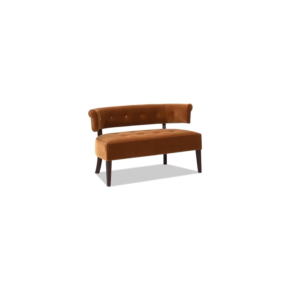 Bench Sofa - Settee Dining Bench with Recessed Arms & Tufted Split Back, Sofa Loveseat with Sturdy Frame and Padded Seat, Booth Seating for Dining Room, Living Room (Burnt Orange)
