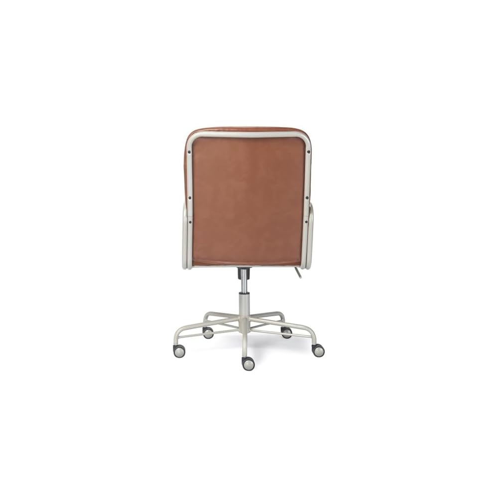 Scranton & Co Faux Leather Modern Swivel Office Desk Chair, Height Adjustable Upholstered Rolling Chair for Meeting Room, Comfortable Computer Chair for Home Office and Study Room, Brown
