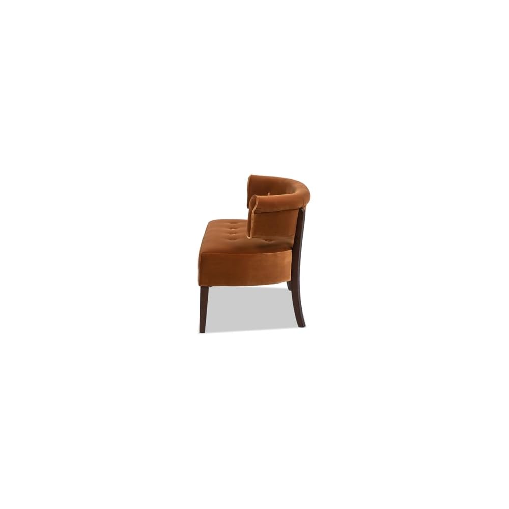 Bench Sofa - Settee Dining Bench with Recessed Arms & Tufted Split Back, Sofa Loveseat with Sturdy Frame and Padded Seat, Booth Seating for Dining Room, Living Room (Burnt Orange)