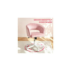 WAYTRIM Vanity Chair with Back, White Velvet Swivel Desk Chair with Wheels