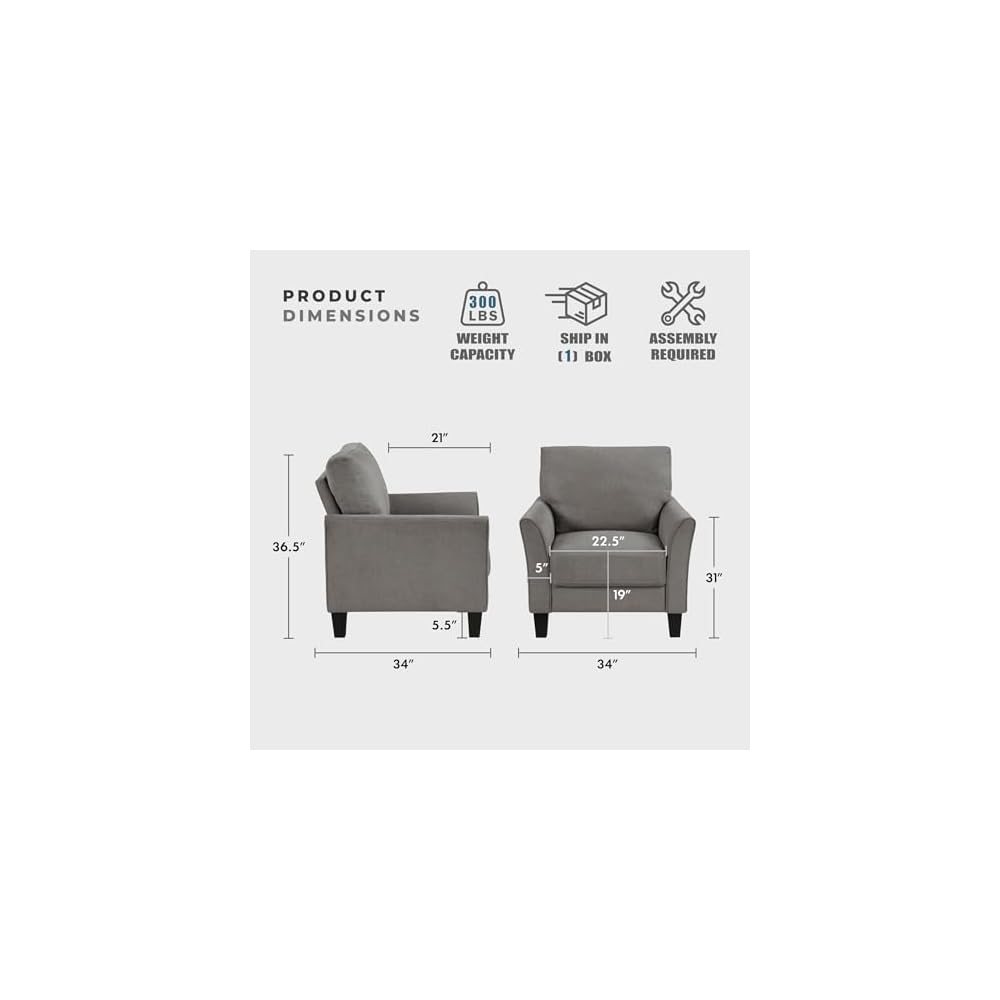 Lexicon Chair, Living Room Chair Accent Chair, Single Sofa Chair, Textured Fabric Upholstered Armchair Comfy Chair for Bedroom/Waiting Room/Office/Apartment, Chocolate