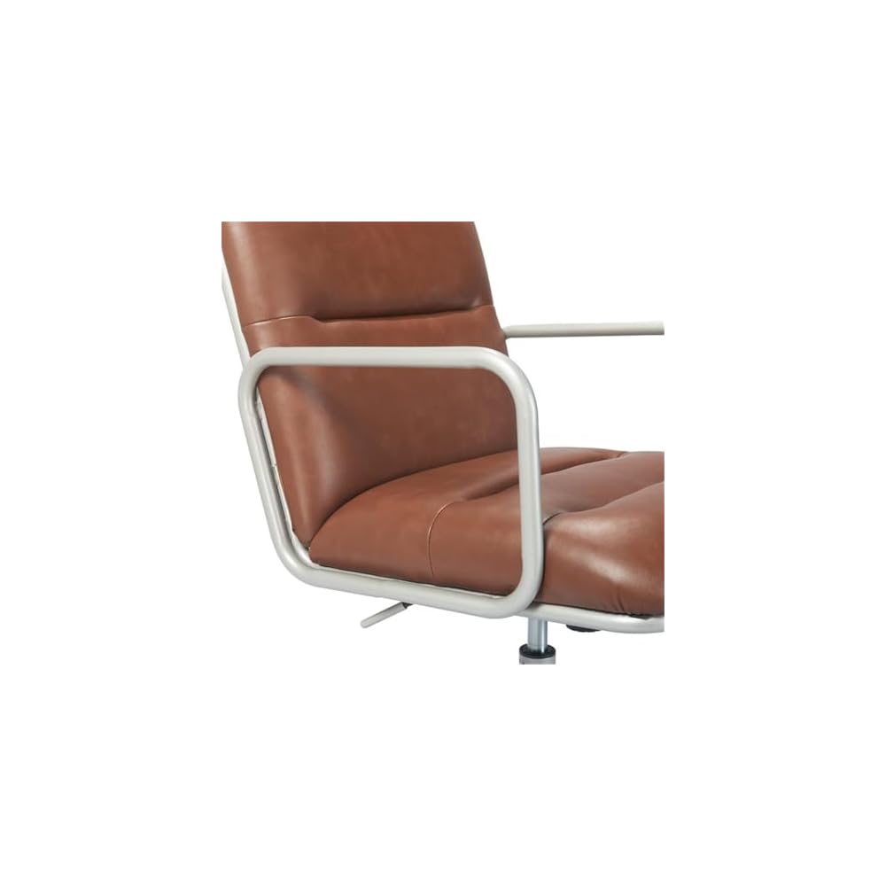 Scranton & Co Faux Leather Modern Swivel Office Desk Chair, Height Adjustable Upholstered Rolling Chair for Meeting Room, Comfortable Computer Chair for Home Office and Study Room, Brown