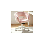 WAYTRIM Vanity Chair with Back, White Velvet Swivel Desk Chair with Wheels
