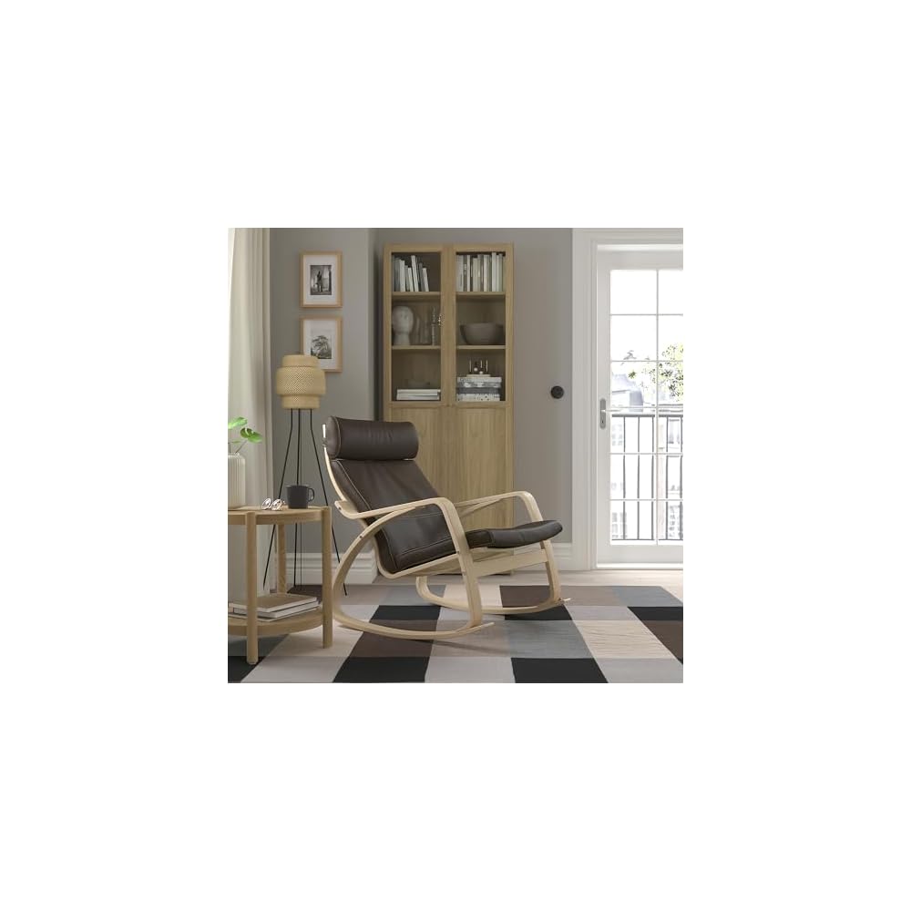 ProTuning POÄNG Rocking-chair, white stained oak veneer/Glose dark brown