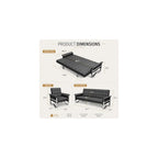 Faux Leather Futon Sofa Bed,Modern Convertible Couch with Metal Legs
