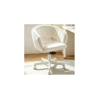 WAYTRIM Vanity Chair with Back, White Velvet Swivel Desk Chair with Wheels