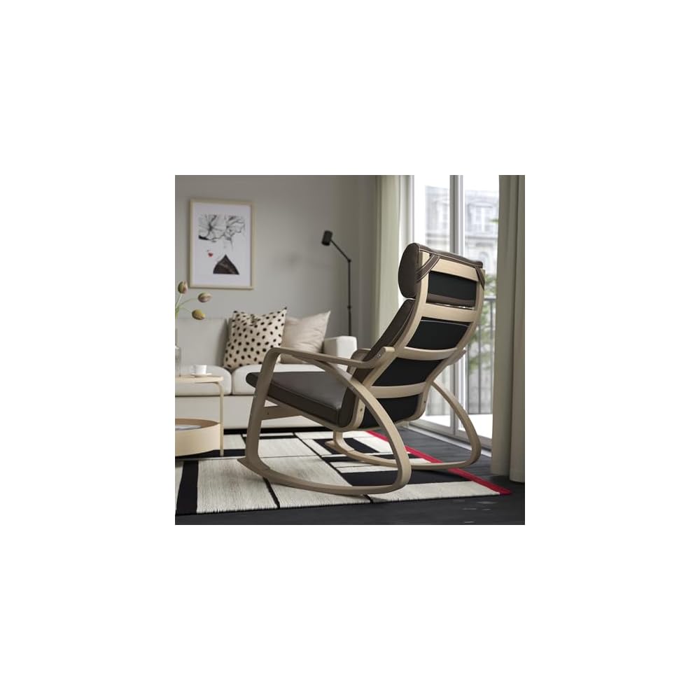 ProTuning POÄNG Rocking-chair, white stained oak veneer/Glose dark brown