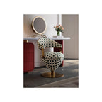 Modern Luxury Swivel Vanity Chair – Upholstered Makeup Stool with Curved Backrest, Napa Leather Accent Chair for Bedroom & Dressing Room (Cream)