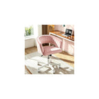 WAYTRIM Vanity Chair with Back, White Velvet Swivel Desk Chair with Wheels