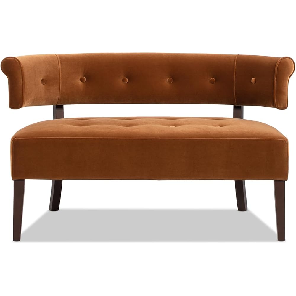 Bench Sofa - Settee Dining Bench with Recessed Arms & Tufted Split Back, Sofa Loveseat with Sturdy Frame and Padded Seat, Booth Seating for Dining Room, Living Room (Burnt Orange)