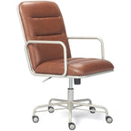 Scranton & Co Faux Leather Modern Swivel Office Desk Chair, Height Adjustable Upholstered Rolling Chair for Meeting Room, Comfortable Computer Chair for Home Office and Study Room, Brown