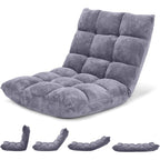 GIANTEX Folding Floor Chair with Back Support, 14 Adjustable Position, Padded Sleeper Bed, Couch Recliner, Gaming Floor Chairs for Adults, Meditation, Living Room (Grey)