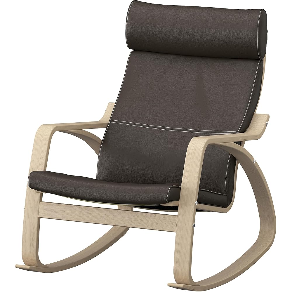 ProTuning POÄNG Rocking-chair, white stained oak veneer/Glose dark brown