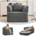 HUBSON 2-in-1 Folding Sofa Bed, Chenille Convertible Single Sleeper Chair Bed, Modern Boneless Foldable Couch, High-Density Foam Lounge Chair for Living Room, Bedroom, No Assembly Required, Dark Grey
