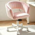 WAYTRIM Vanity Chair with Back, White Velvet Swivel Desk Chair with Wheels
